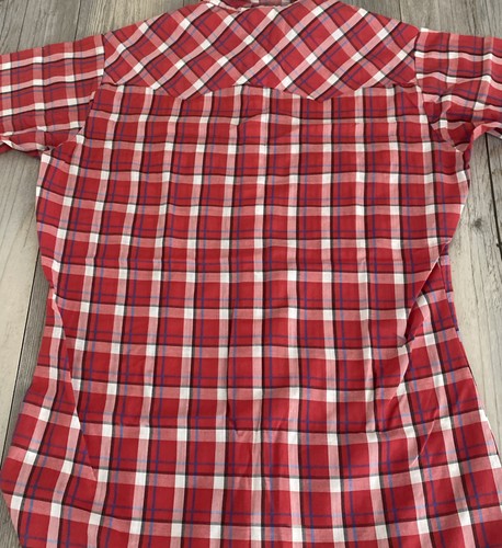 Levi’s The Cowboys Tailor Mens Short Sleeve Plaid Pearl Snap Shirt Vintage M - Picture 9 of 10