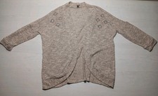Vanity Rhinestone Cardigan Cream Open Front Long Sleeve Size L Made In USA