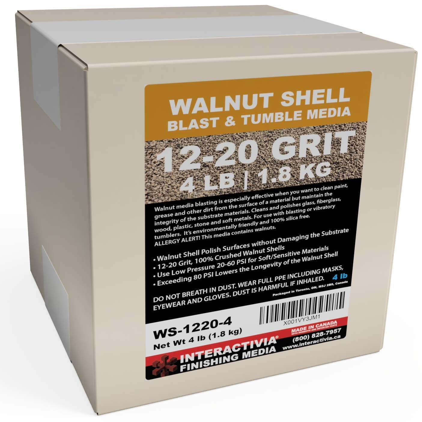 1.8 kg or 4 lb Ground Walnut Shell Media Abrasive 12-20 Grit for Tumbling, Vi...