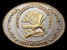 MH17121 NOS REALLY NICE NORTH AMERICAN HUNTING CLUB LIFE MEMBER BELT BUCKLE