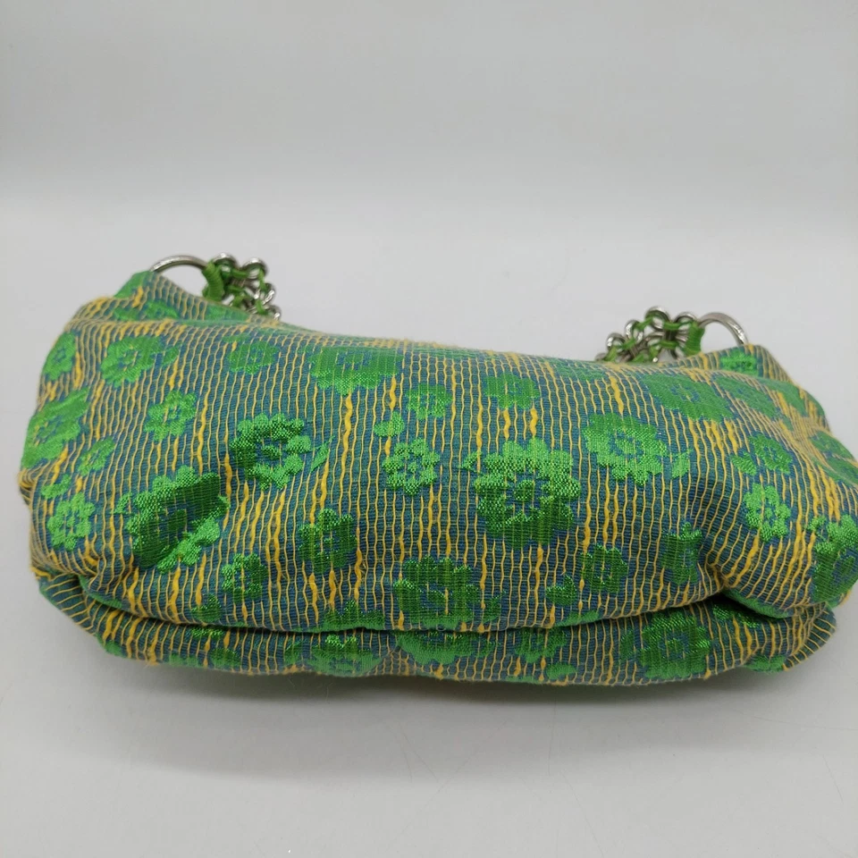 Elliott Lucca Handbag Green Floral Metal Beaded strap Read - Image 2 of 4