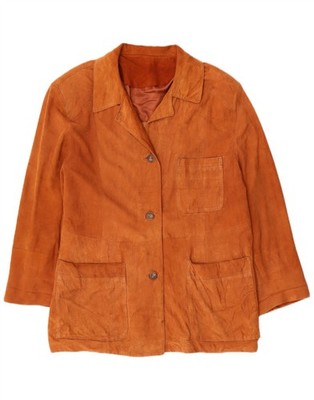VINTAGE Damen Wildleder Jacke UK 18 XL Orange OF10