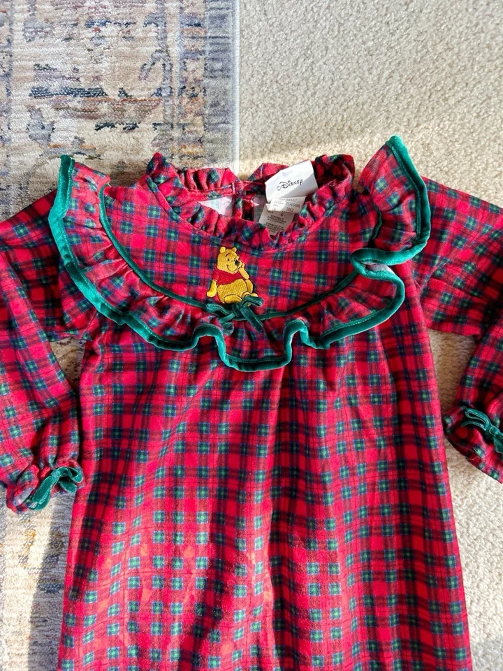 Camisón Vintage Pooh Niñas Navidad Cuadros Camisón Talla 6 Disney Años 90 Foto 2 de 4