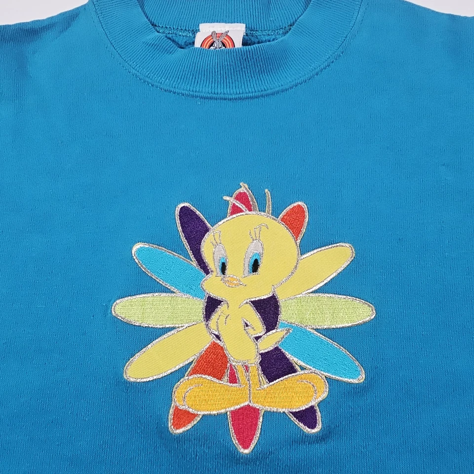 Sudadera Para Mujer Vintage Piolín Pájaro Turquesa Talla Pequeña Años 90 Foto 2 de 4