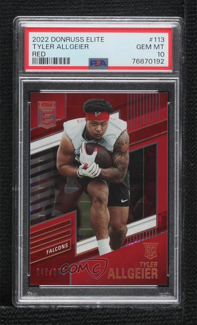 2022 Donruss Elite Rookies Red 47/399 Tyler Allgeier PSA 10 GEM MT Rookie RC g6p