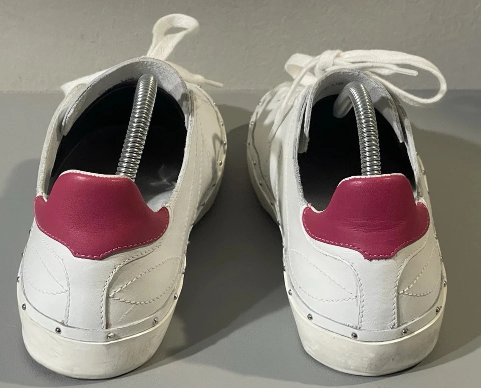 Zapatillas Mujer Rebecca Minkoff Italia Cuero Tachonado Acentos Blanco Rosa S 10 Foto 3 de 4