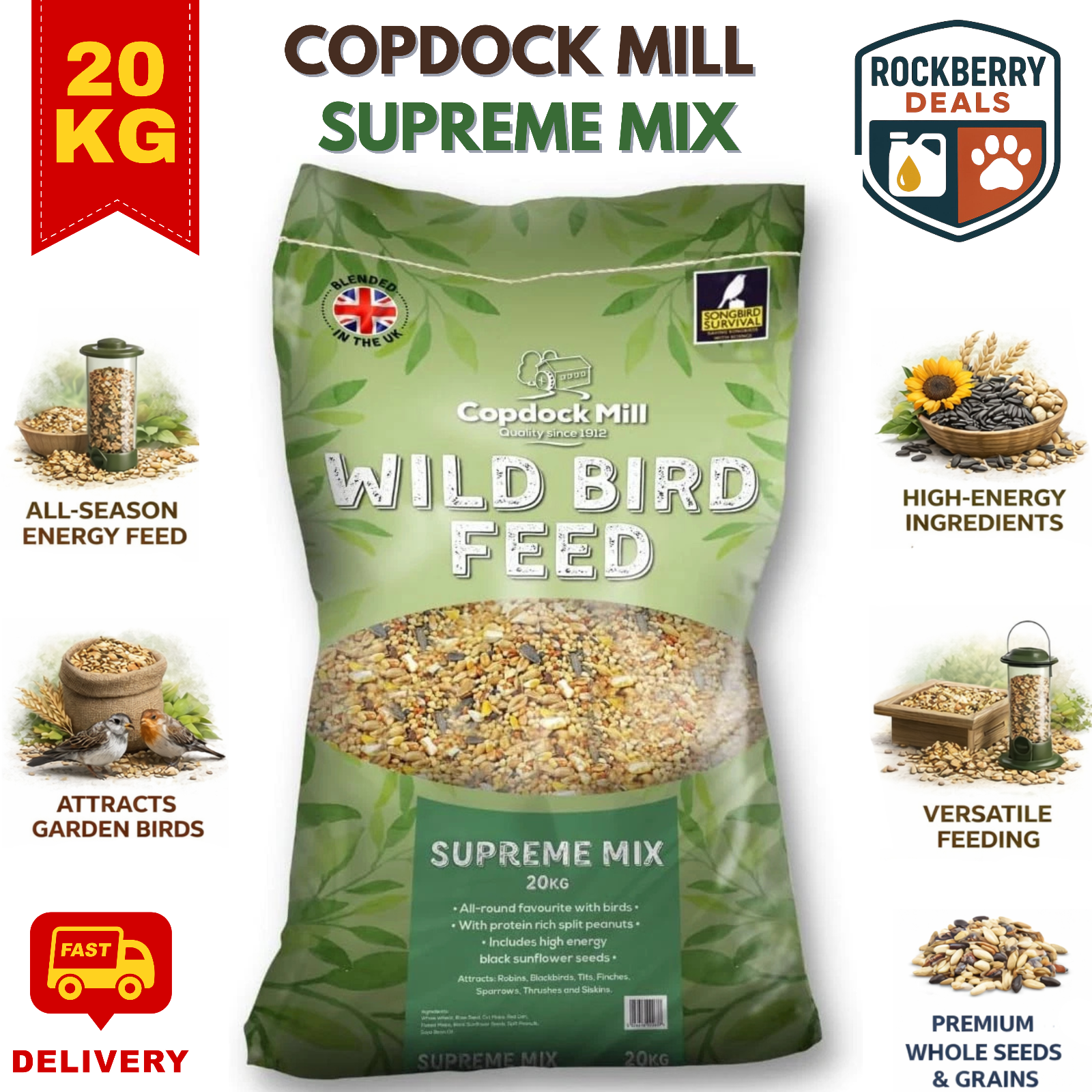 Copdock Mill Supreme Wild Bird Mix 20kg All Seasons Feed - Image 4