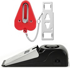 Portable Door Lock Door Stop Alarm Set Dual Protection Home Security Door Kit