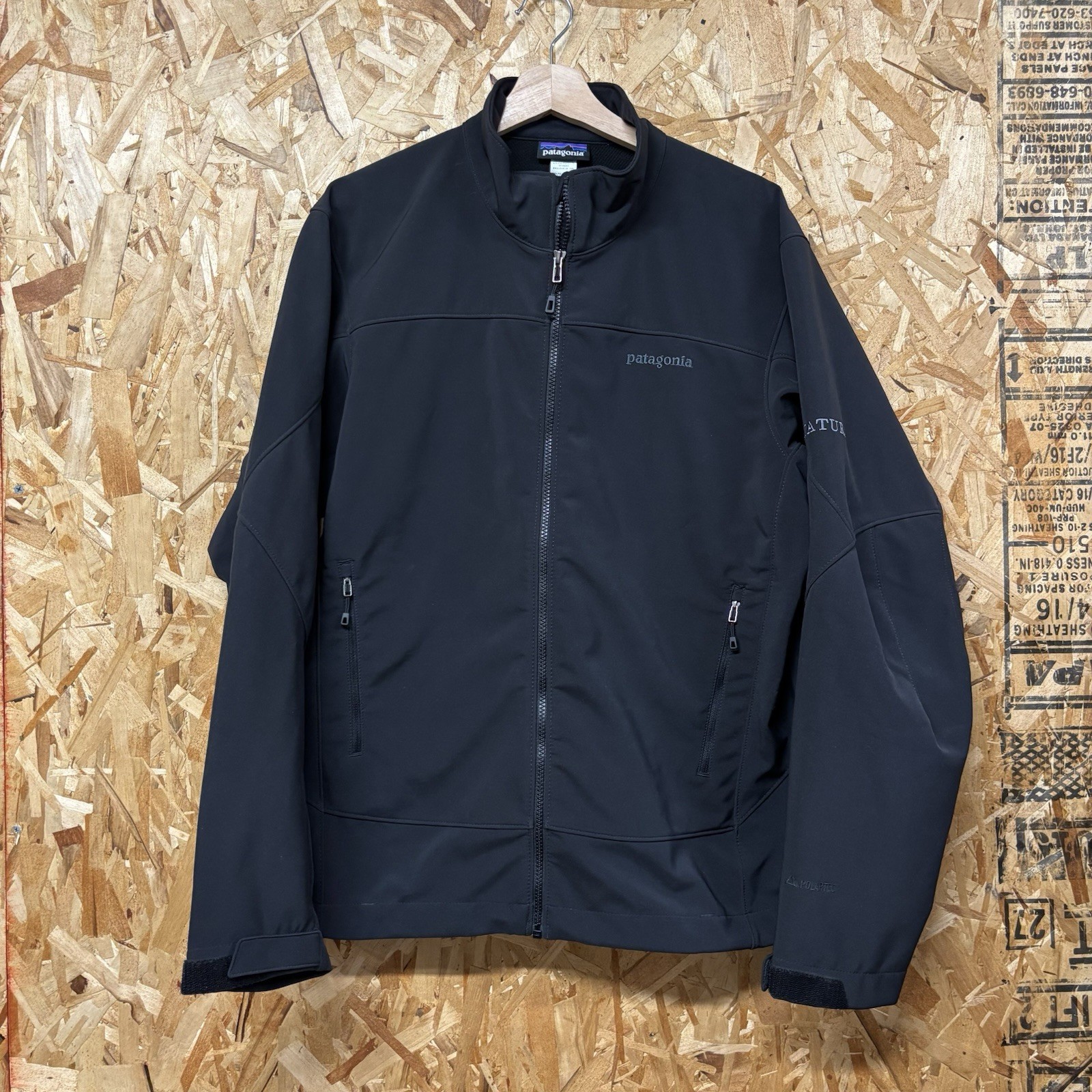 Patagonia Adze Mens XL Black Softshell Windproof Full Zip Jacket with Polartec Windstopper