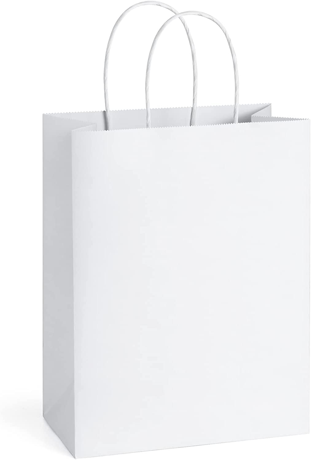 25Pcs White Gift Bags 8X4.25X10.5 Kraft Paper for Gifts, Shopping Retail Merchan