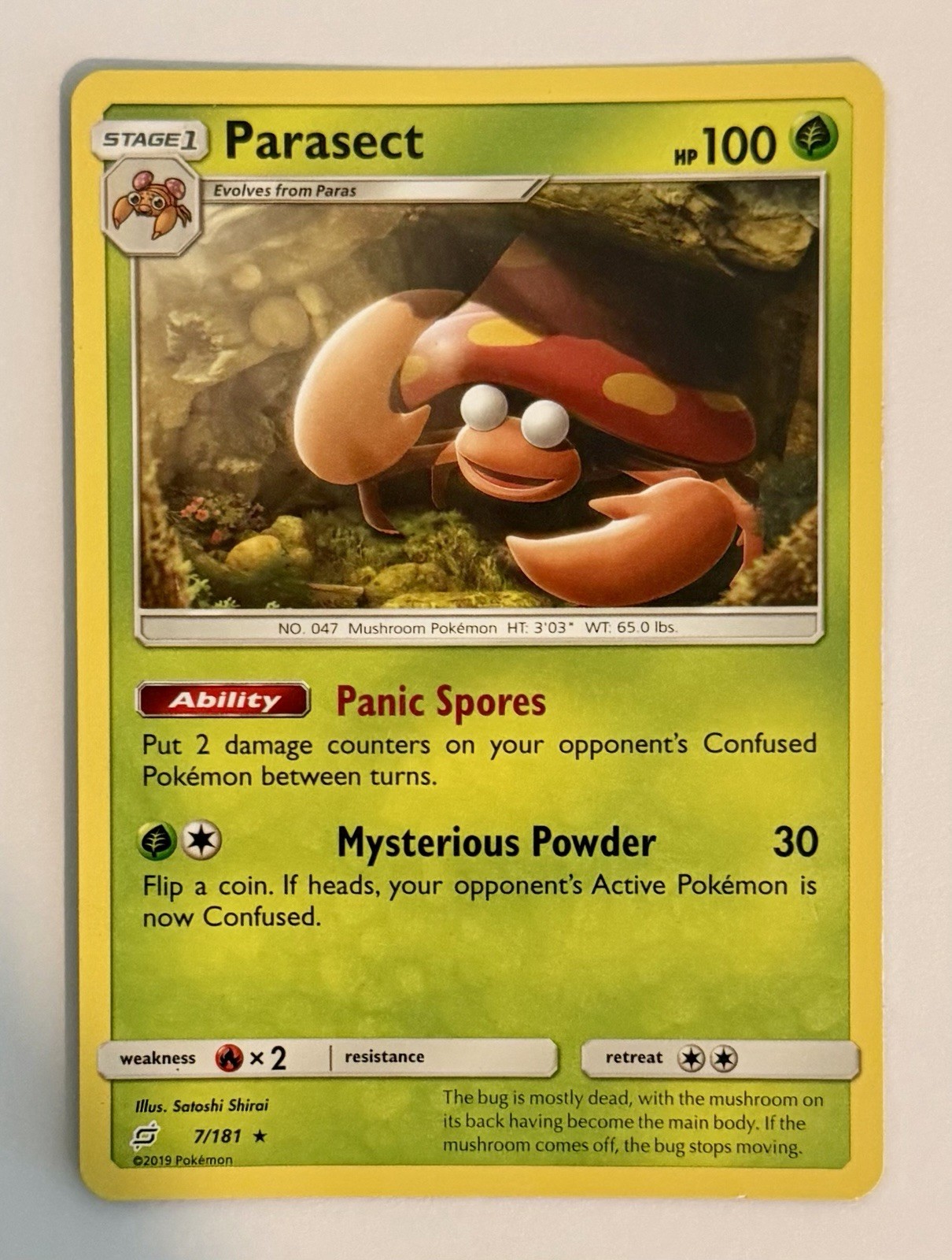 Parasect 7/181 Rare Team Up Pokemon LP