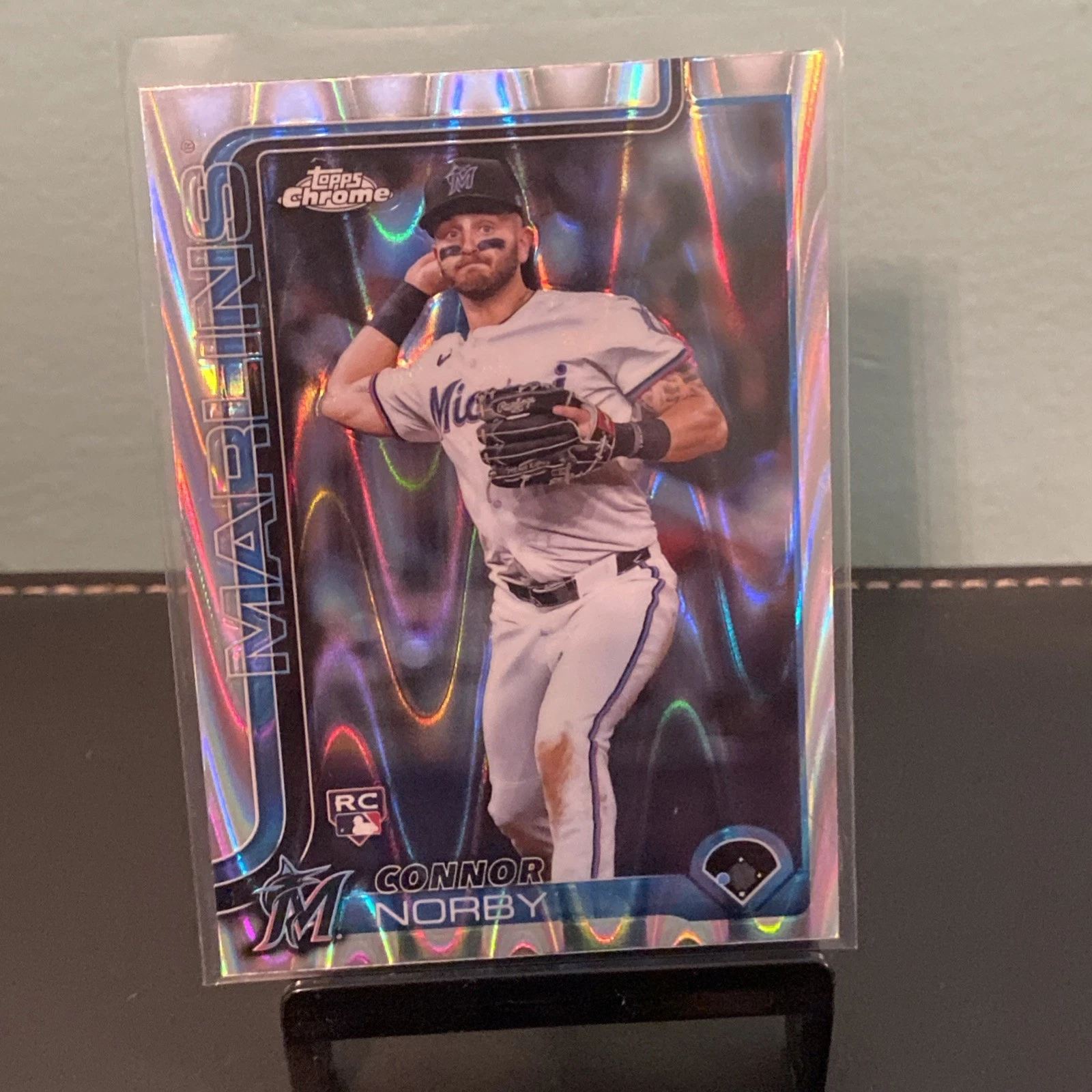 2025 Topps Chrome Connor Norby #199 ROOKIE RC RayWave Refractor Miami Marlins