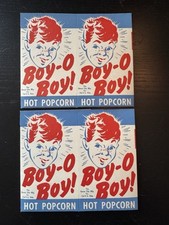 2 BOY-O-BOY VINTAGE SIN USAR AÑOS 50! Caja de palomitas de cartón publicidad rara,