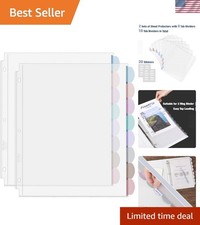 Clear Sheet Protectors with 8 Multicolor Tabs, 2 Sets, 8.5x11 Inches