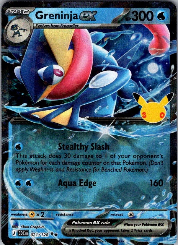 Greninja ex 021/128 Holo Double Rare ME: 30th Celebration Pokemon Near Mint