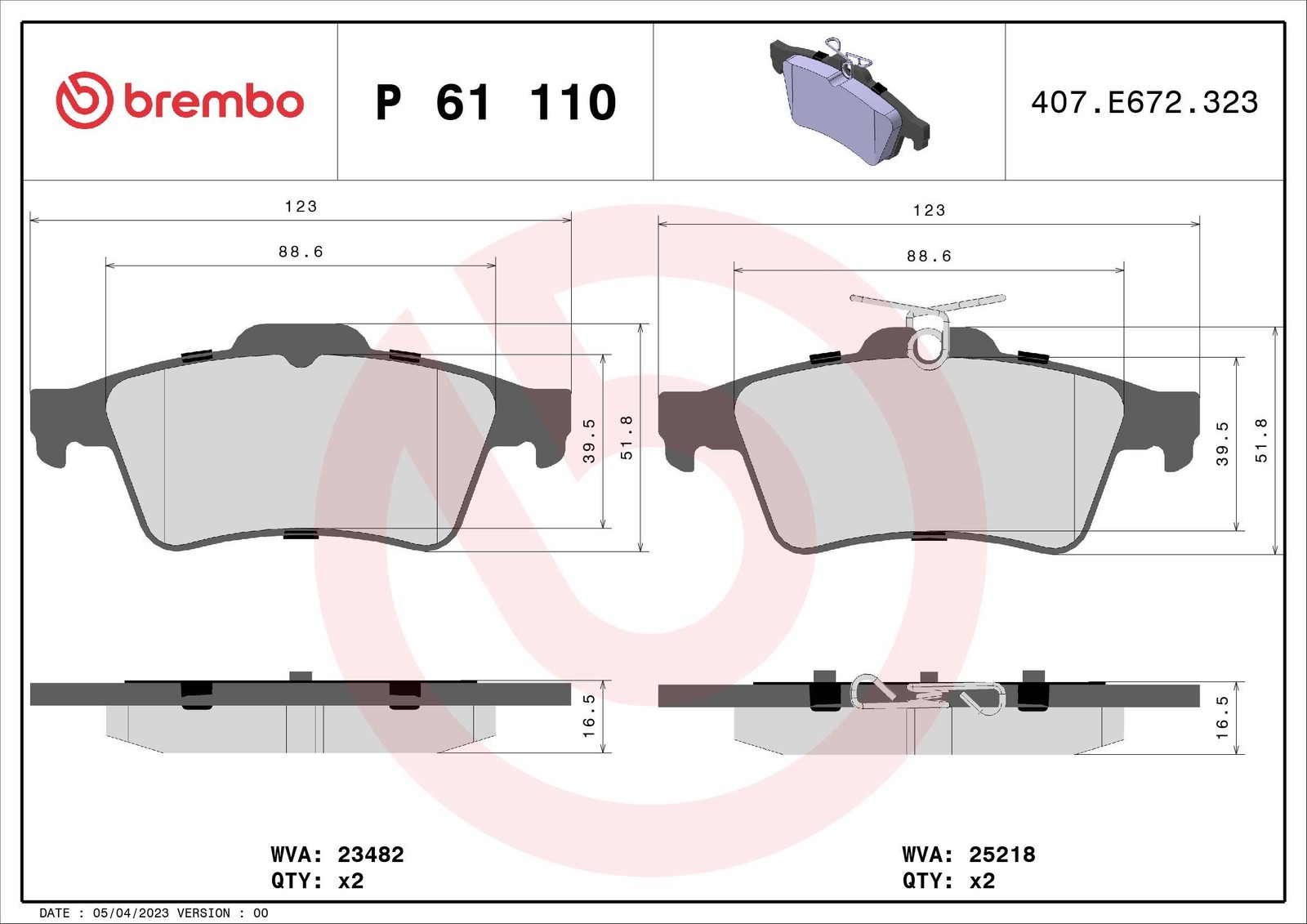Brembo Bremsbelagsatz, Scheibenbremse [Hersteller-Nr. P61110] für Peugeot - Bild 3
