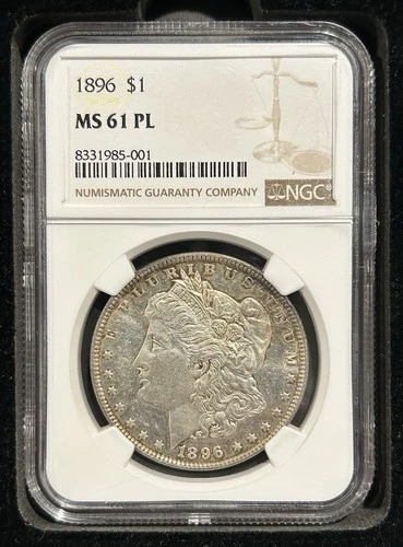 1896 Prooflike Toned Morgan Silver Dollar MS61 PL NGC Beautiful Coin