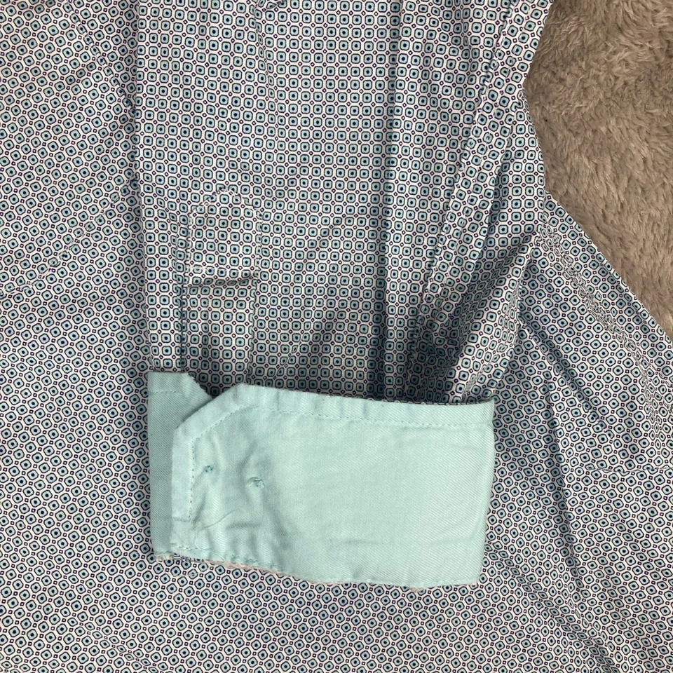 Camisa de vestir Tasso Elba XL azul estampado geométrico manga larga abotonada para hombre Foto 3 de 4