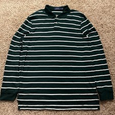 Polo Ralph Lauren Men's Large Striped Long Sleeve Shirt Vintage, Preppy Green