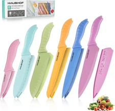  Kitchen Knife Set, 12-Piece Colorful Knives Set with 6 Sheaths