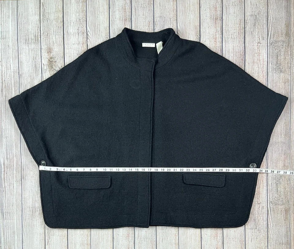 TWEEDS Mujer Lana Capa Chaqueta Abrigo Talla Grande 3x Negro Botón Cuello y Laterales Poncho Foto 3 de 4