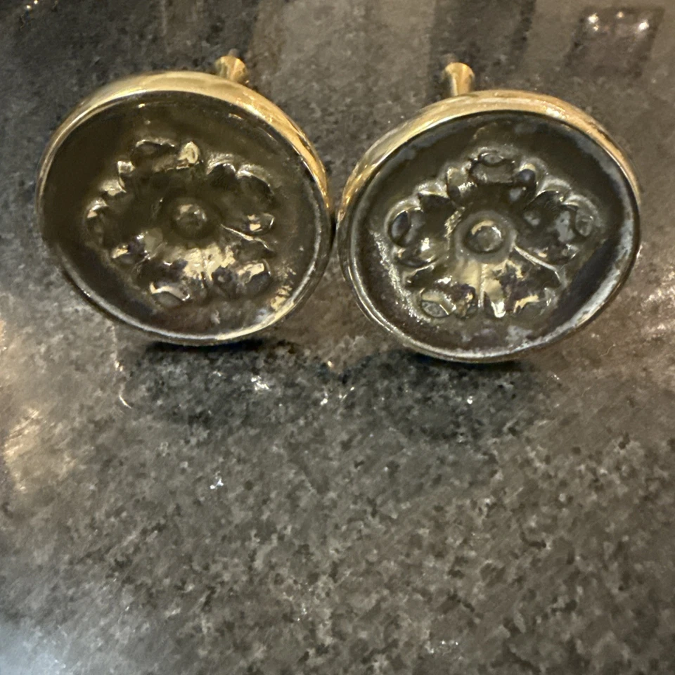 Par de ganchos de pared vintage de latón bronce dorado con corbatas para cortinas años 50 Foto 2 de 4