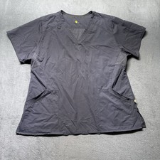 Carhartt Womens Scrub Top Size XL Gray V Neck Short Sleeve Force Stretch