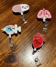 NWOT lot of 4 Badge Reels For NURSE RN Tech Retractable Reel ID Holders medical