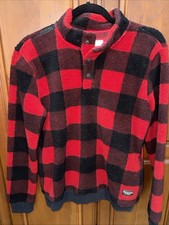 Abercrombie Kids 1/4 Snap Sherpa Fleece Mock Neck Pullover Buffalo Plaid 13/14