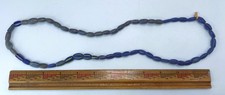 Vtg Venetian African Glass Trade Beads Blue White Melon Style 26" (66.04cm) Long