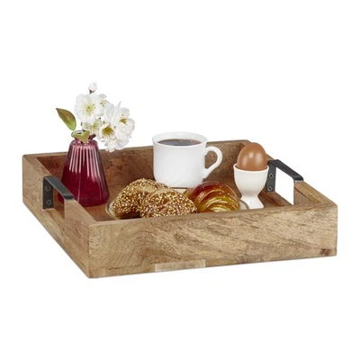Tablett Serviertablett Küchentablett Holztablett Dekotablett quadratisch - Bild 1 von 4