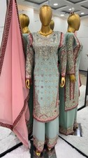 Embroidered Light Blue and Pink Indian Traditional Outfit size 42
