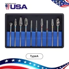 10 Pcs Dental Lab Polishing Bur Drills Tungsten Steel Carbide Burs 2.35MM