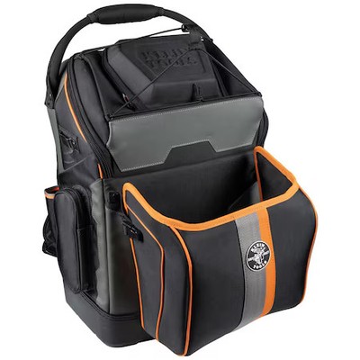 Klein Tools 55665 Tool Backpack, Black/Orange, 1680D Ballistic Weave Body; Hard