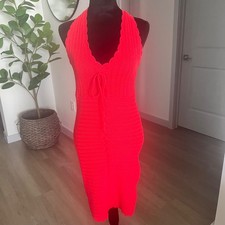Madden Girl Y2K Red Knit Halter Bodycon Mini Dress Sz M Cocktail Party Club Sexy