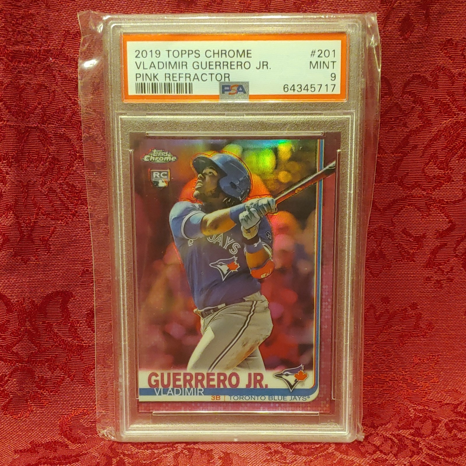 Topps 2019 Chrome Vladimir Guerrero Jr. #201 Pink Refractor Rookie PSA 9