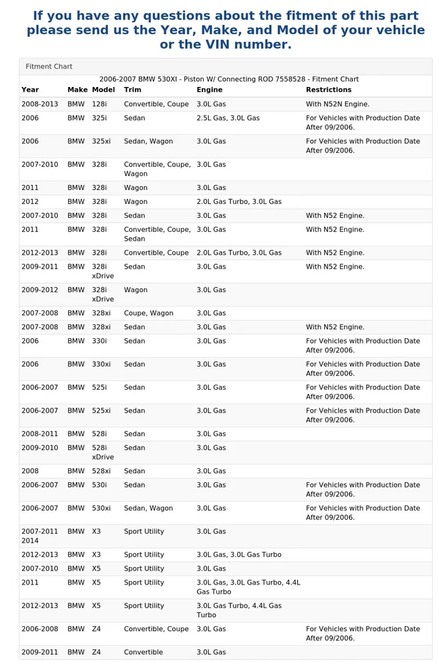 BMW 530XI 2006-2007 - Pistón con varilla de conexión 7558528 Foto 4 de 4
