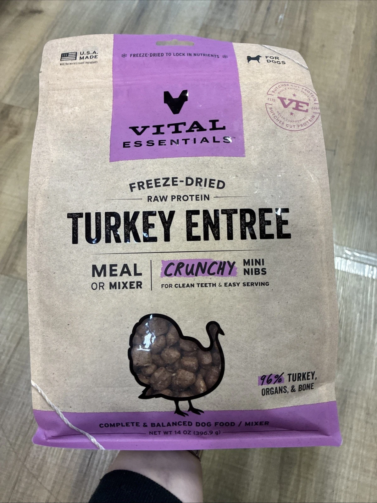 Vital Essentials Freeze-Dried Turkey Entree Mini Nibs For Dogs 14oz