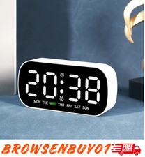 Listing image for LED Electric digital alarm clock mains power Mirror Display Bedroom Bedside UK