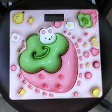 Cute Cartoon Digital Bathroom Scale Pink Green Yellow White Glass Plastic