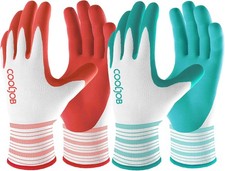 COOLJOB 6 Pairs Gardening Gloves for Women Ladies, Breathable Rubber Coated for