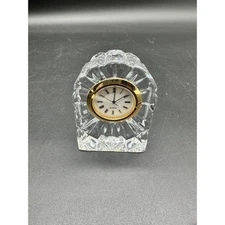 Illusions Lead Crystal Mantel Clock 24% Slovenia Quartz Gold Rim Roman Dial