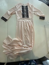 493. Long Peach W Black Lace Dress Sz M Unbranded Semi formal
