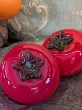 Vintage Glass Fruit, Murano-Style Tomatoes, Set of Two