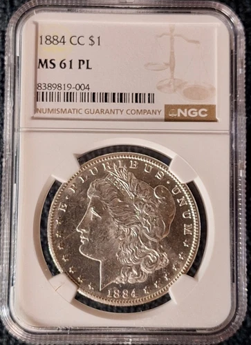 1884 CC Morgan Silver Dollar NGC MS-61 PL Proof like Carson City