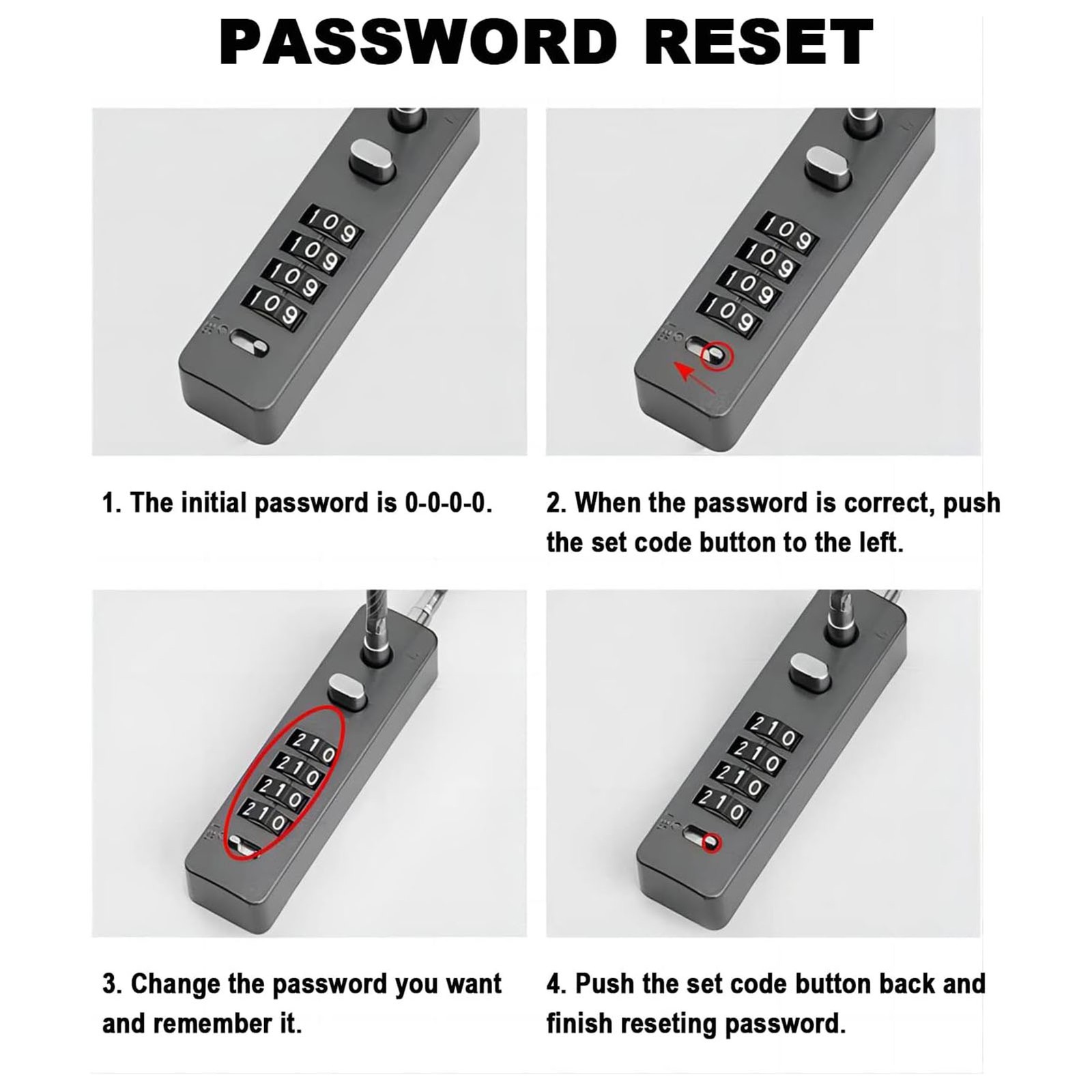 Steel Cable Lock 4 Digit Password Lock Rope Combination Lock For Bike Locker