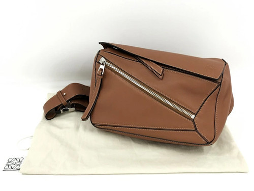 LOEWE Fanny Pack Puzzle Bum Bag Leather Brown B510U89X02 Used