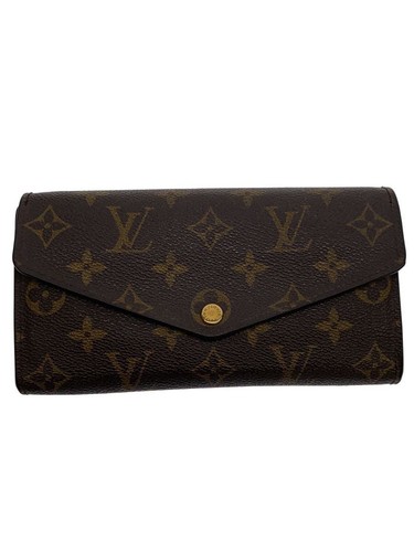 Louis Vuitton Long Wallet 2 Portefeuille Sara Monogram Canvas PVC BRW Used