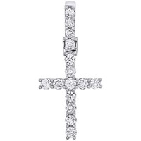 10K WeißGold Zacken Set 1 Reihen Solitaire Diamant Kreuz AnhäNger 0.92 Karat