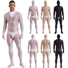 Mens Full Body Bodysuit Tempting Jumpsuit Ultra Thin Nightwear Nightclub Nylon